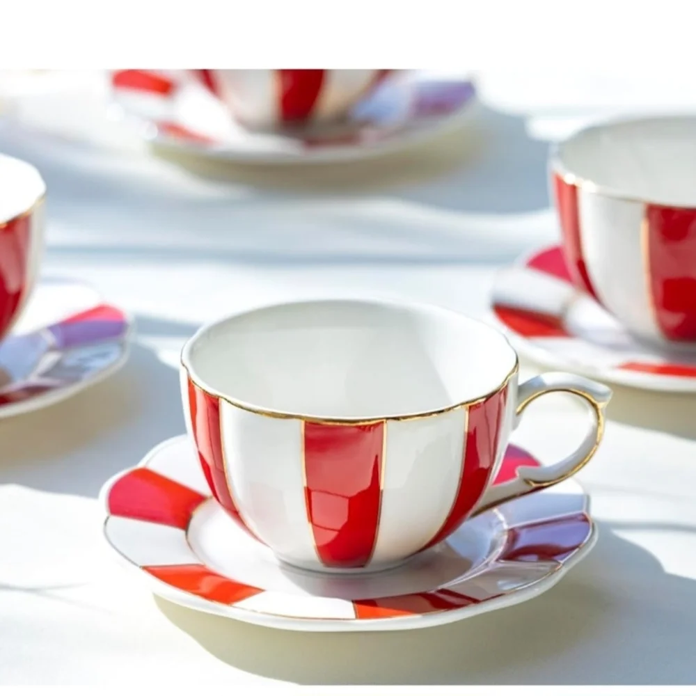 Grace Red and White Teacup and Saucer Set NEW - Picture 5 of 8